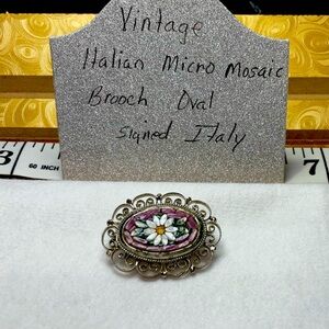 Vintage Italian micro mosaic brooch Stamped ITALY